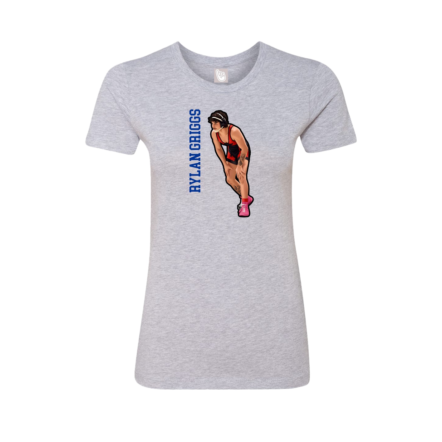 Fitted Women's Tee — Name Vertical in Grey