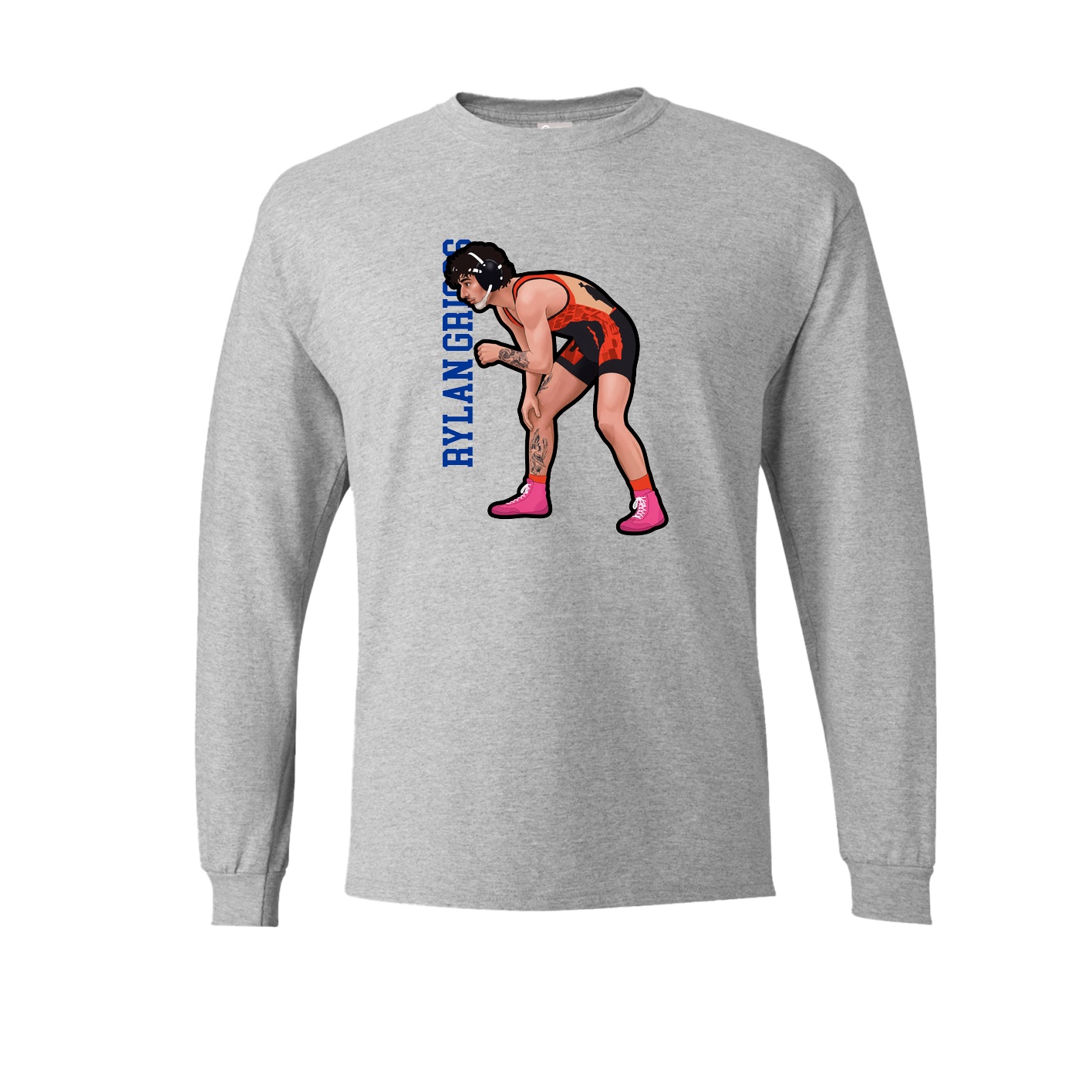 Long Sleeve Tee — Name Vertical in Grey