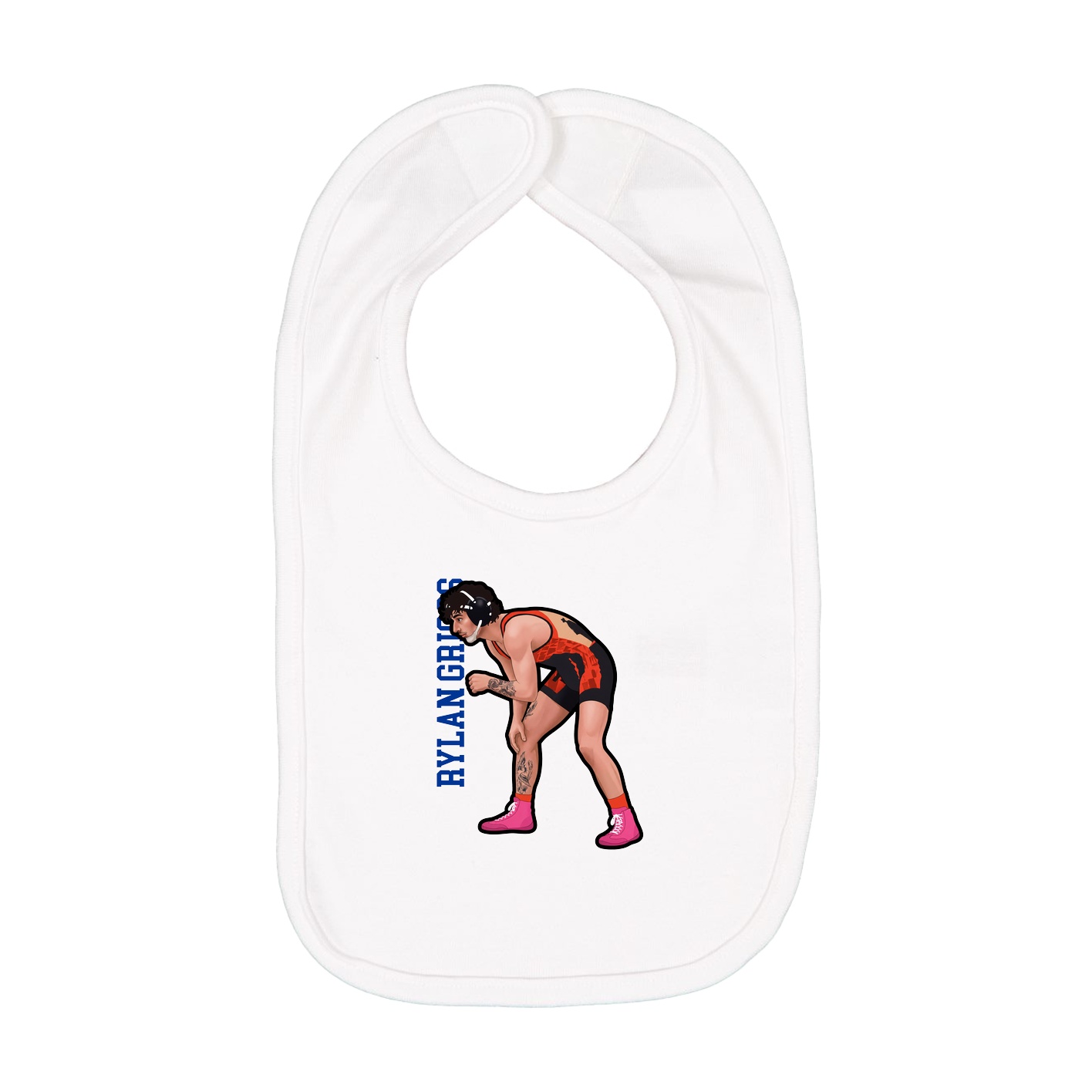 Infant Bib — Name Vertical in White
