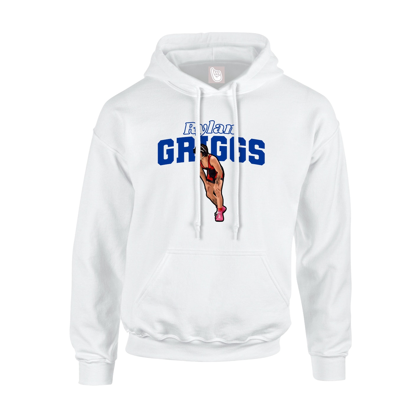 Youth Hoodie — Name Arch in White