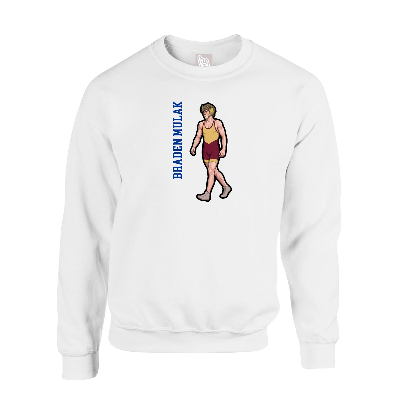 Fleece Crew — Name Vertical in White