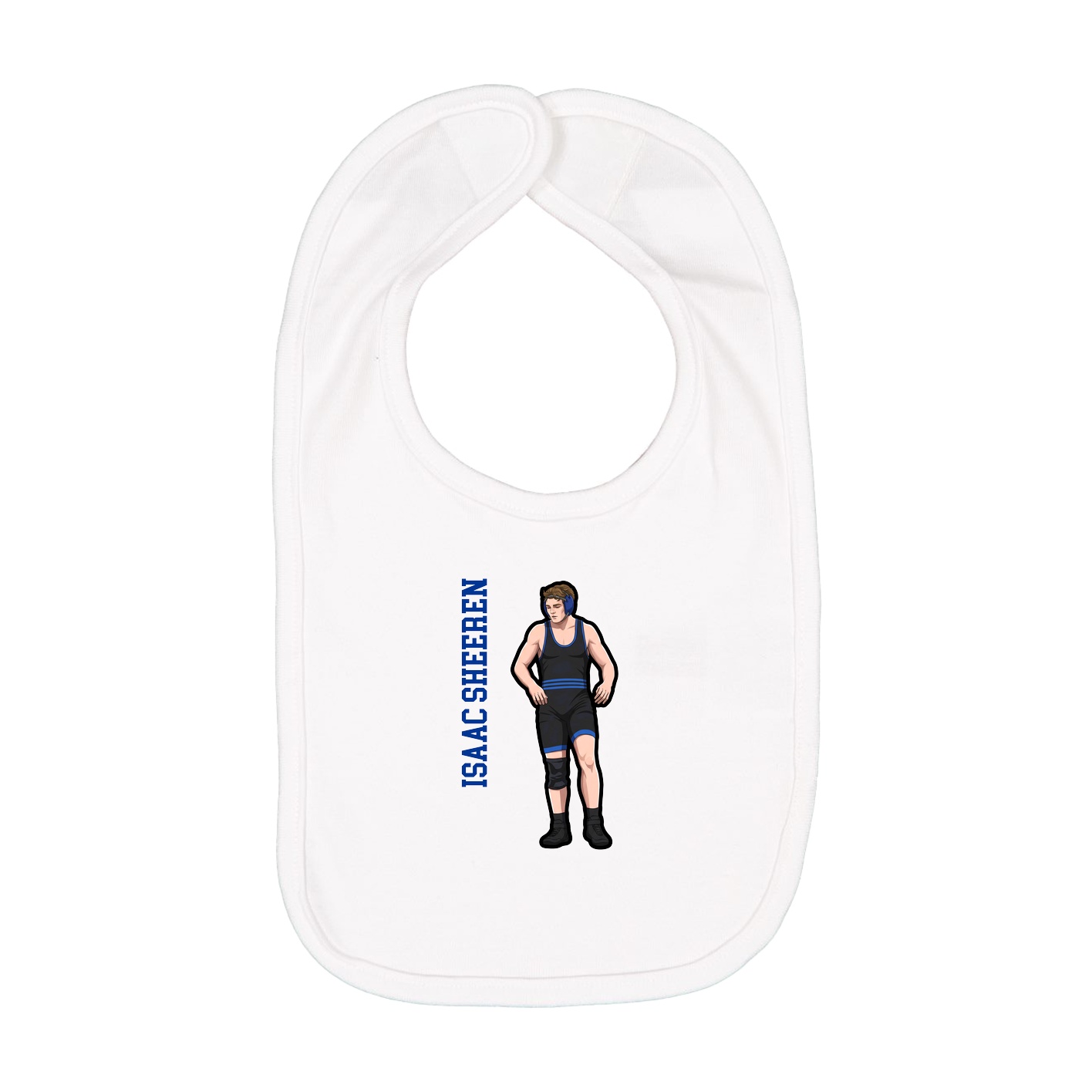 Infant Bib — Name Vertical in White