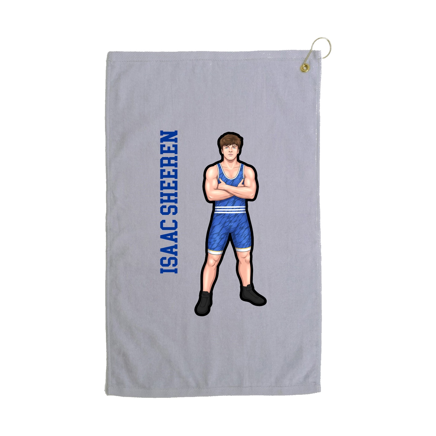 Golf Towel — Name Vertical in Grey
