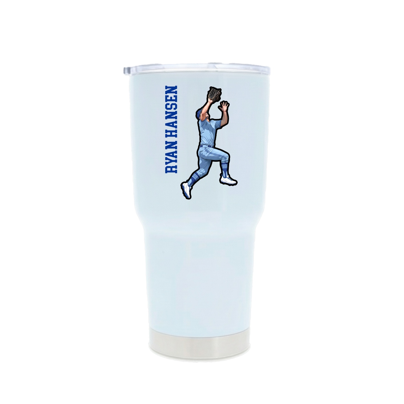 30oz Stainless Steel Tumbler — Name Vertical in White