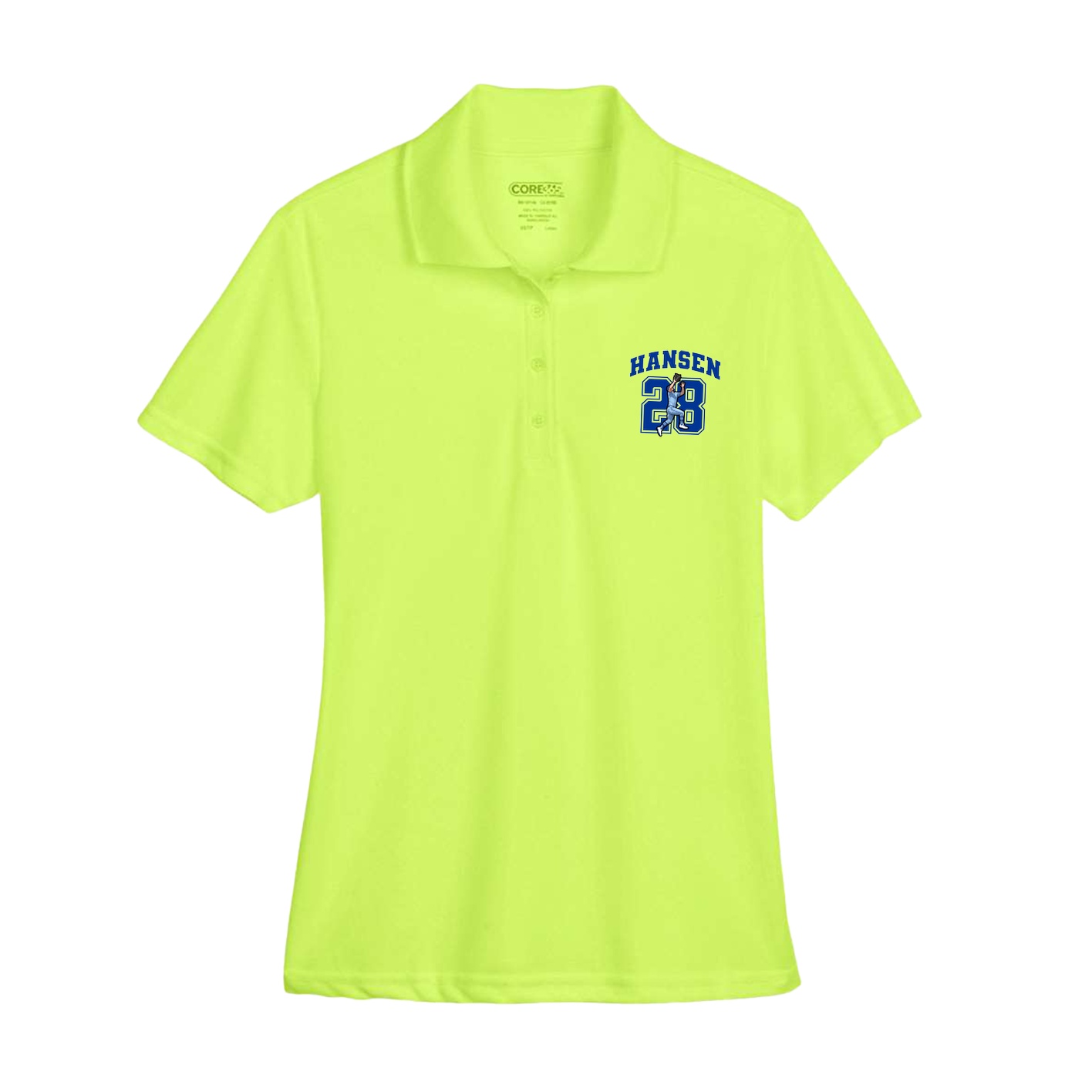 Womens Performance Polo — Number in Yellow