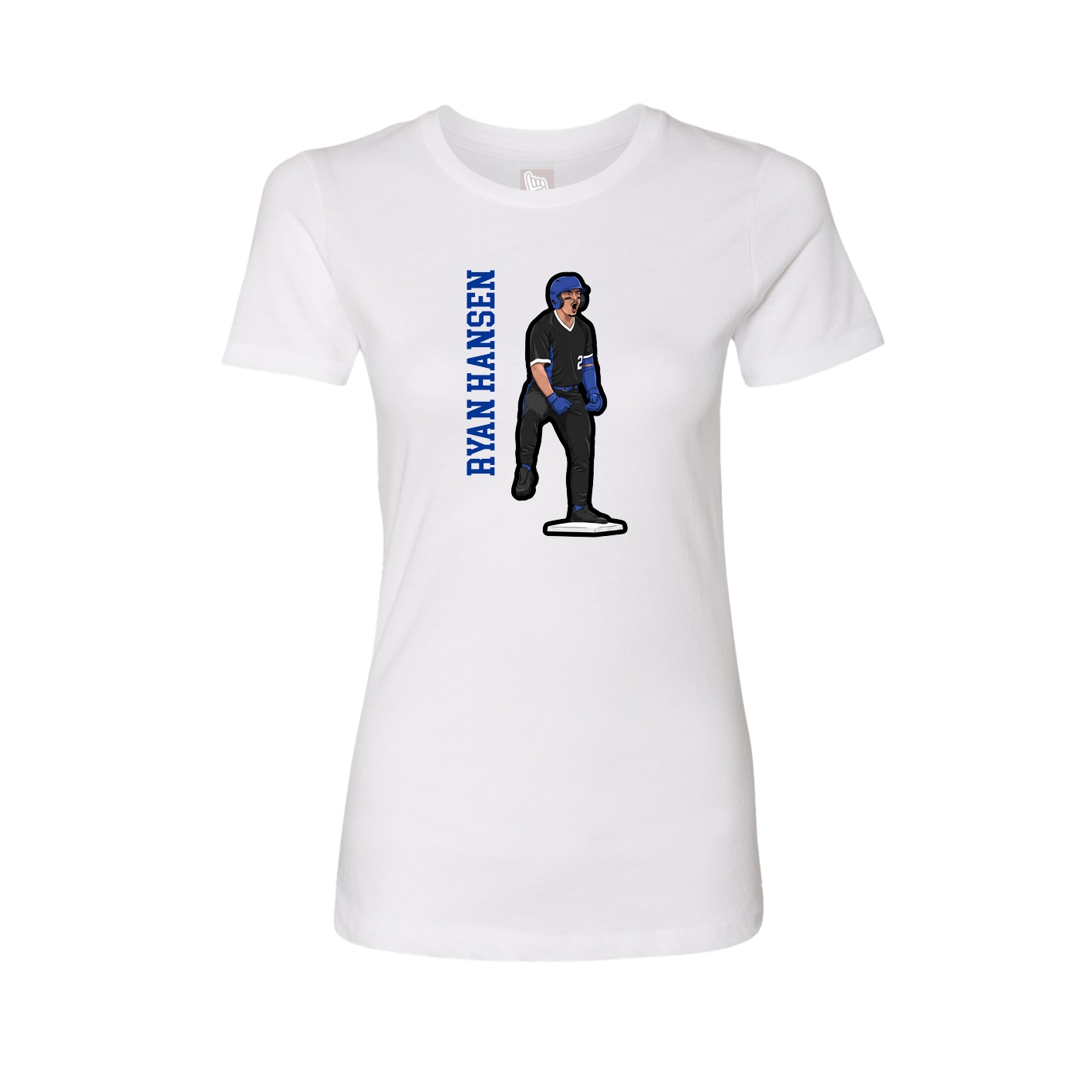 Fitted Women's Tee — Name Vertical in White