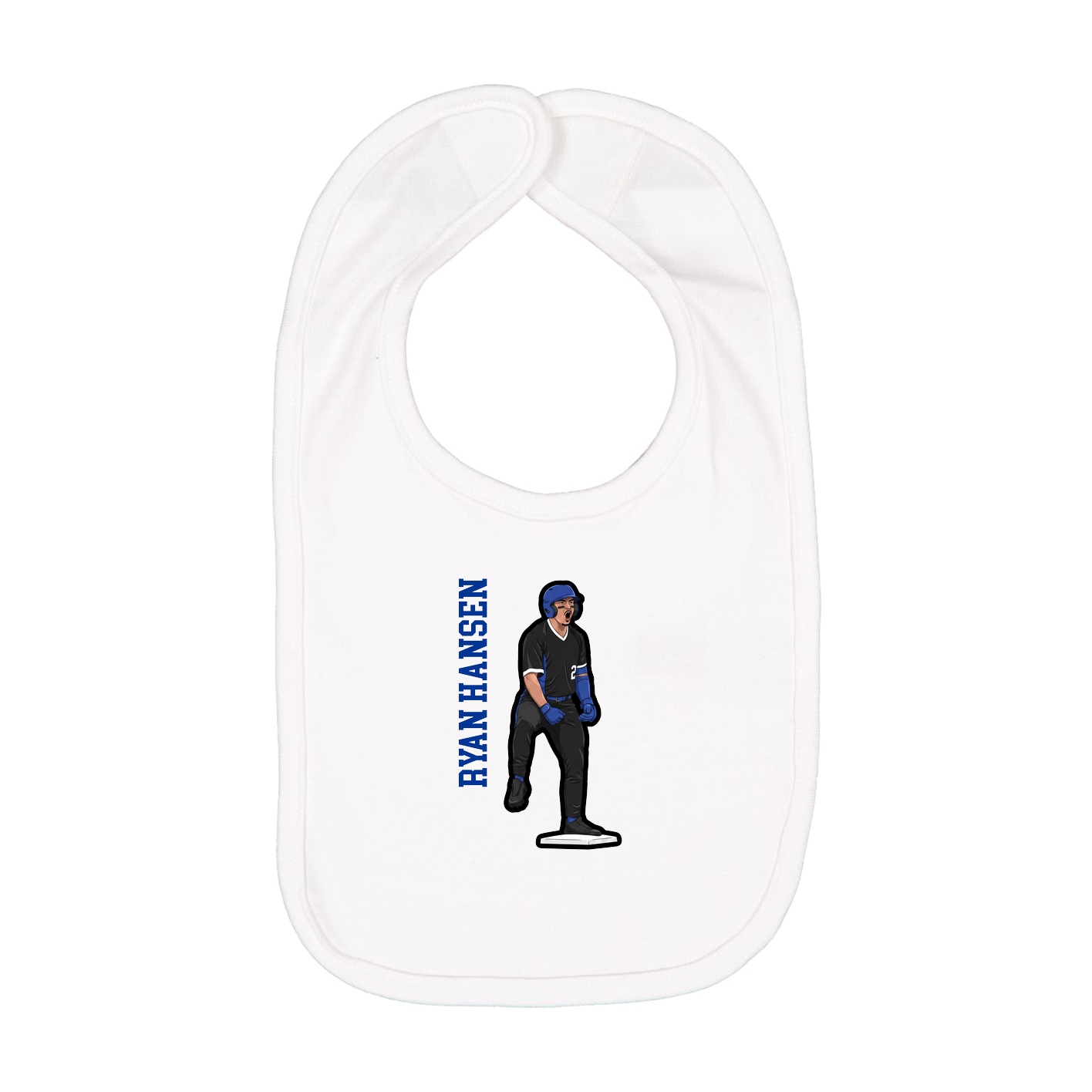 Infant Bib — Name Vertical in White