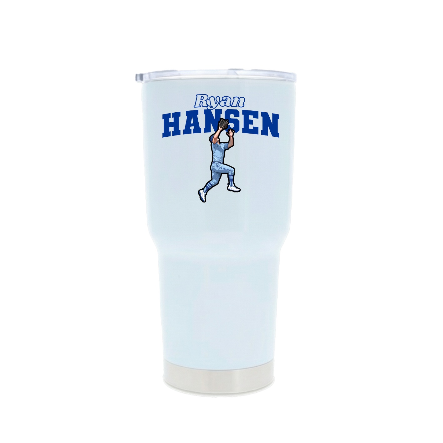 30oz Stainless Steel Tumbler — Name Arch in White