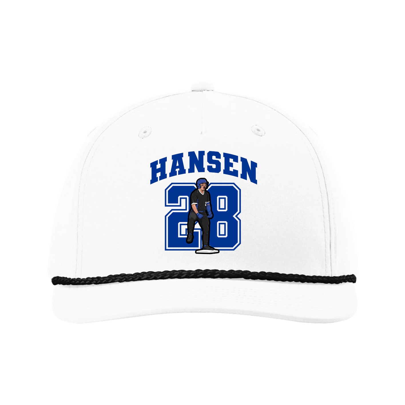 Five-Panel Classic Rope Cap — Number in White