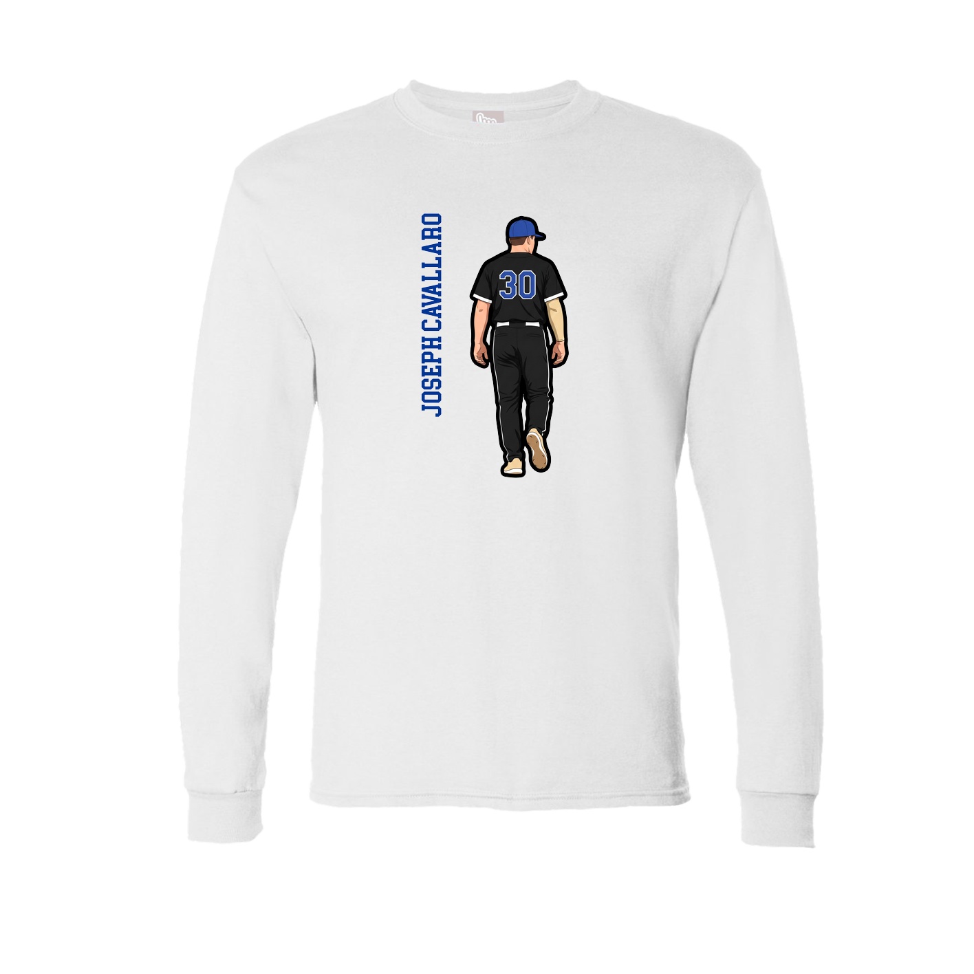 Long Sleeve Tee — Name Vertical in White