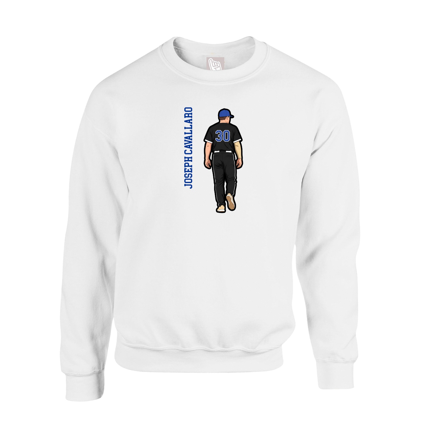 Fleece Crew — Name Vertical in White