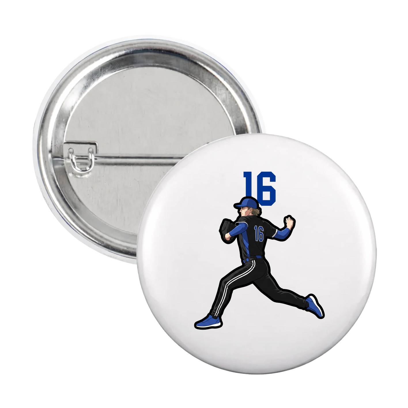 Game Day Button — Number Top in White