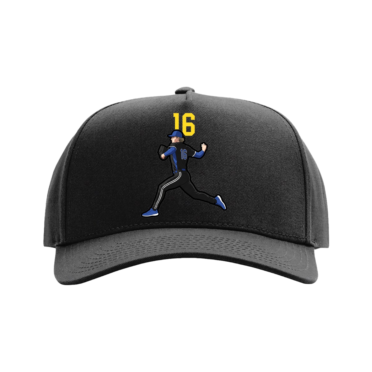 Full Fabric Five-Panel Champ Cap — Number Top in Black