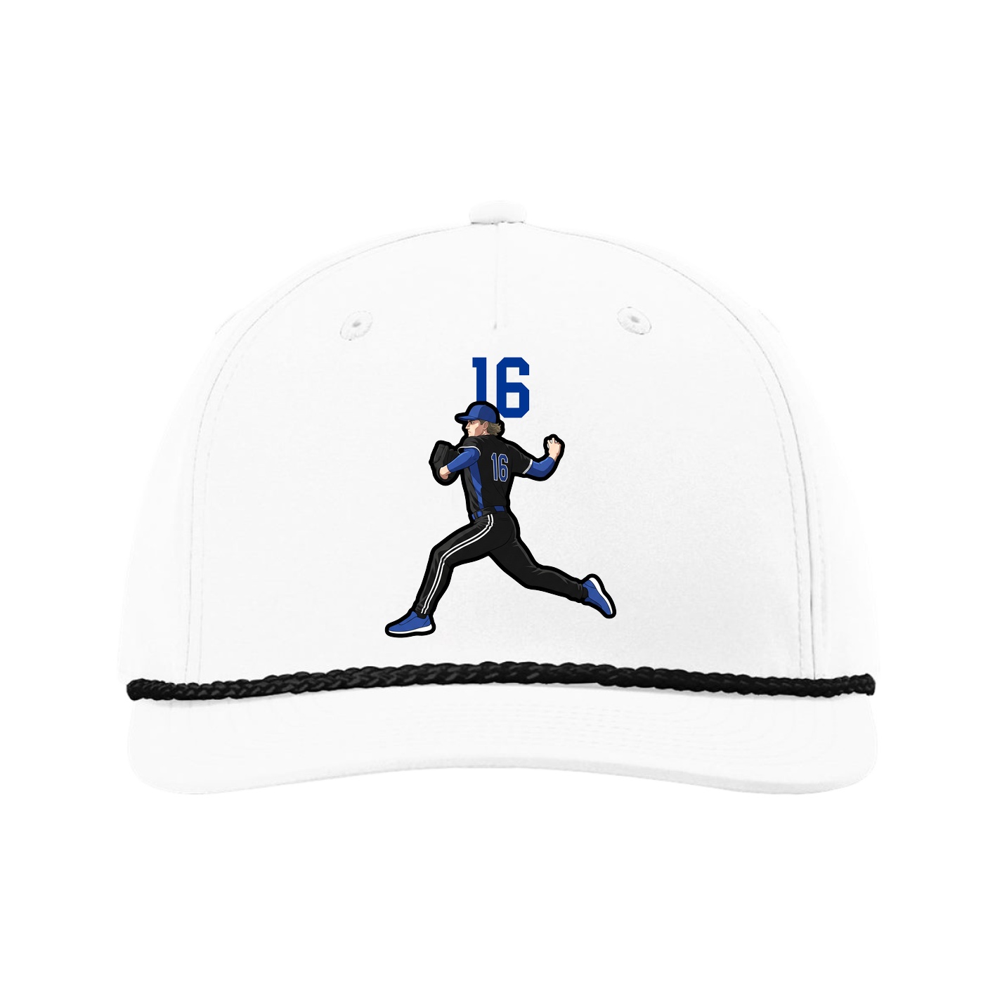 Five-Panel Classic Rope Cap — Number Top in White