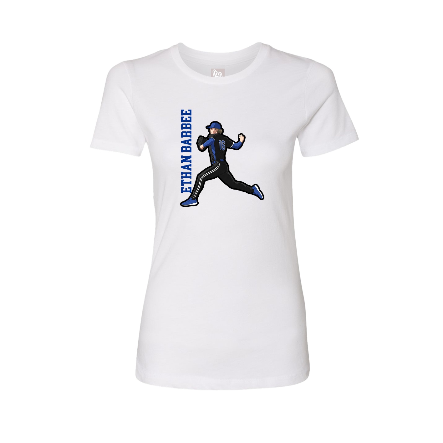 Fitted Women's Tee — Name Vertical in White