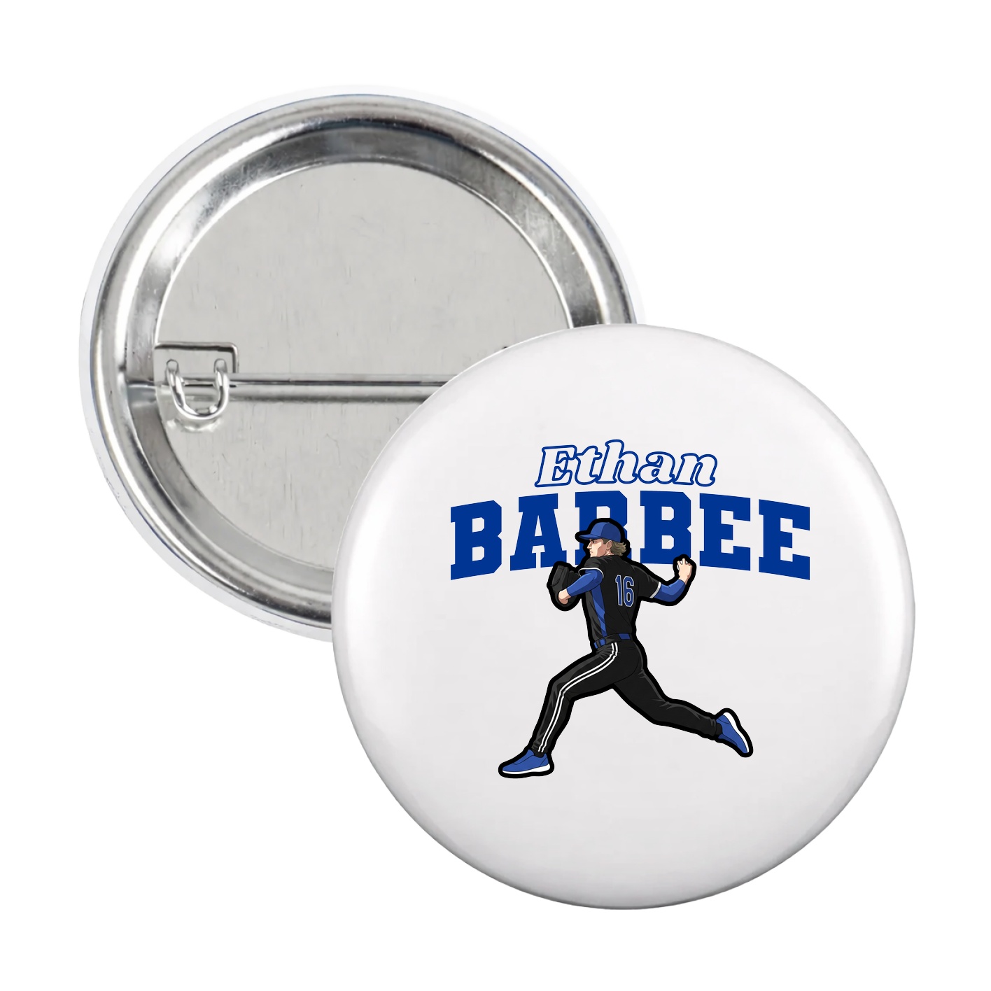 Game Day Button — Name Arch in White