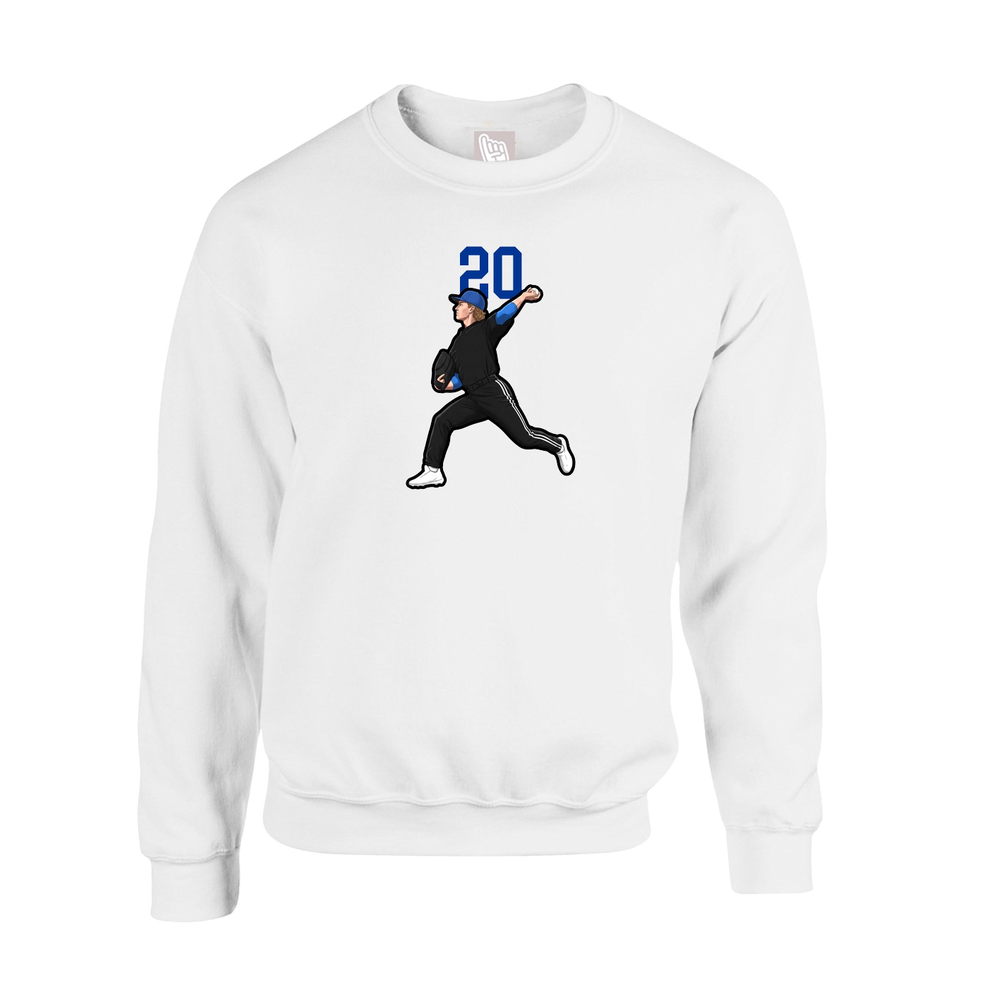 Fleece Crew — Number Top in White