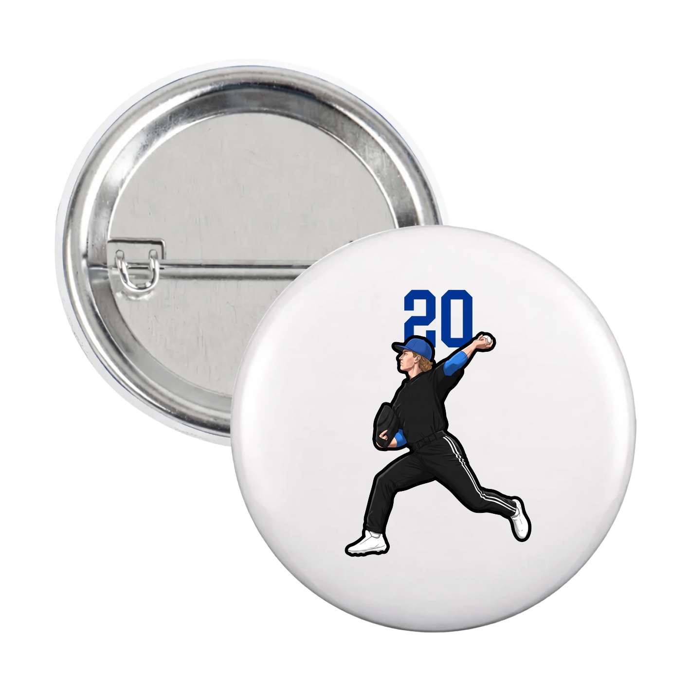 Game Day Button — Number Top in White