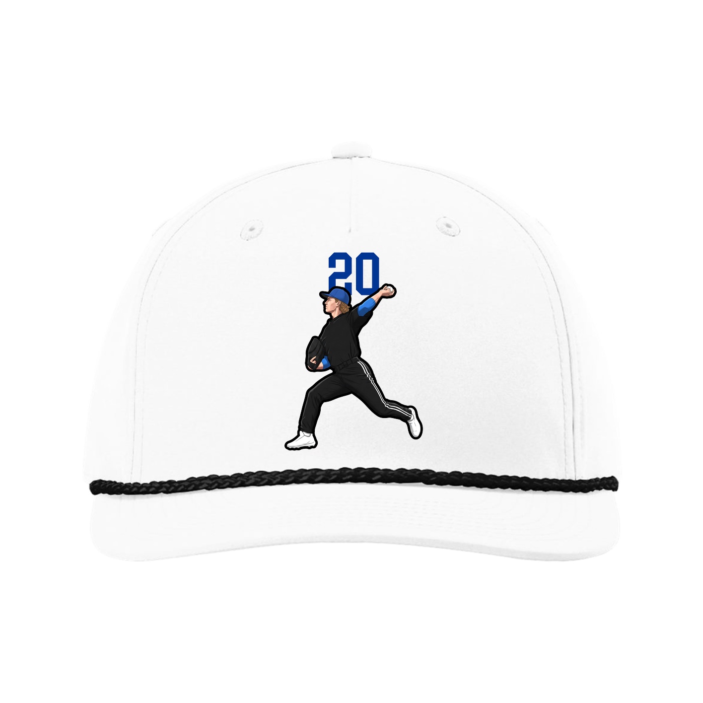 Five-Panel Classic Rope Cap — Number Top in White