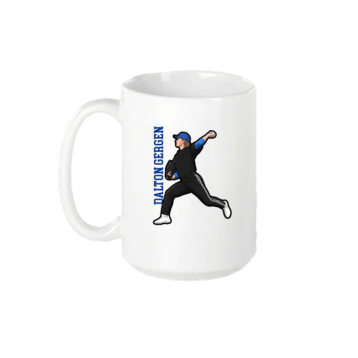 15oz Coffee Mug — Name Vertical in White