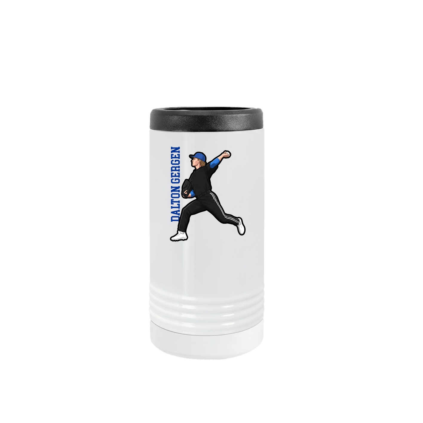 Slim Beverage Holder — Name Vertical in White