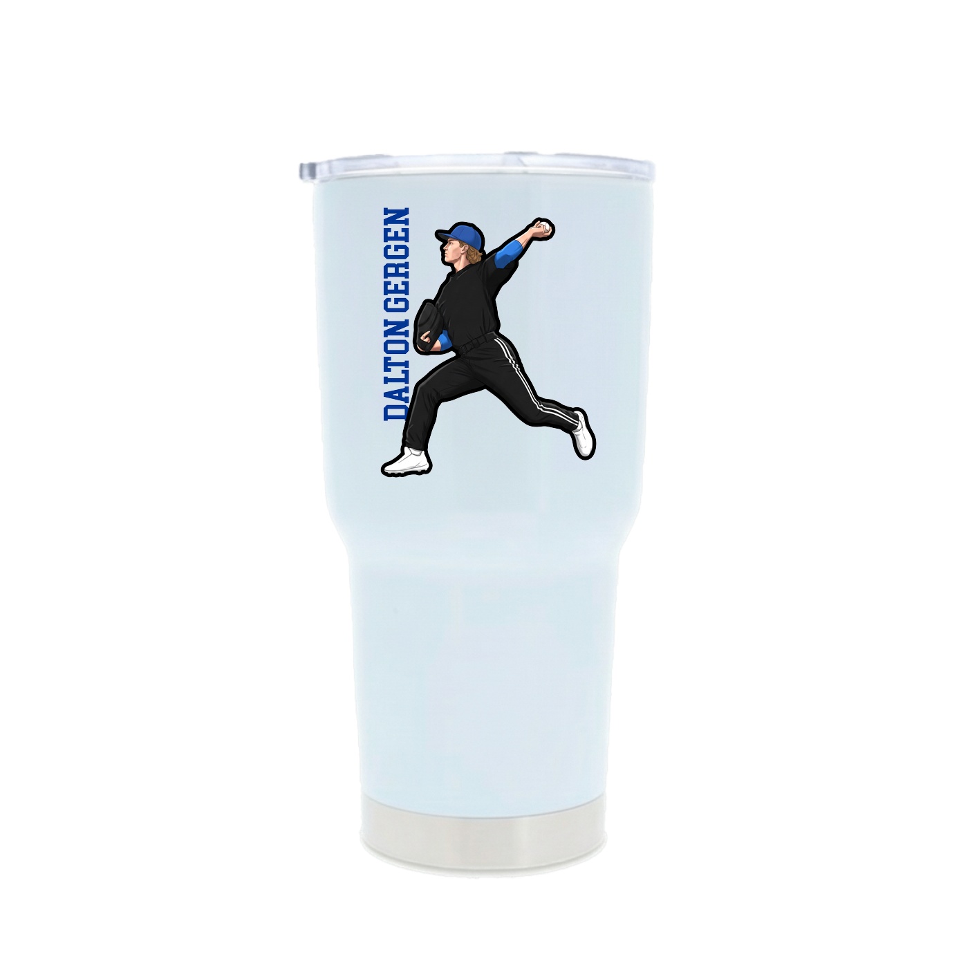 30oz Stainless Steel Tumbler — Name Vertical in White