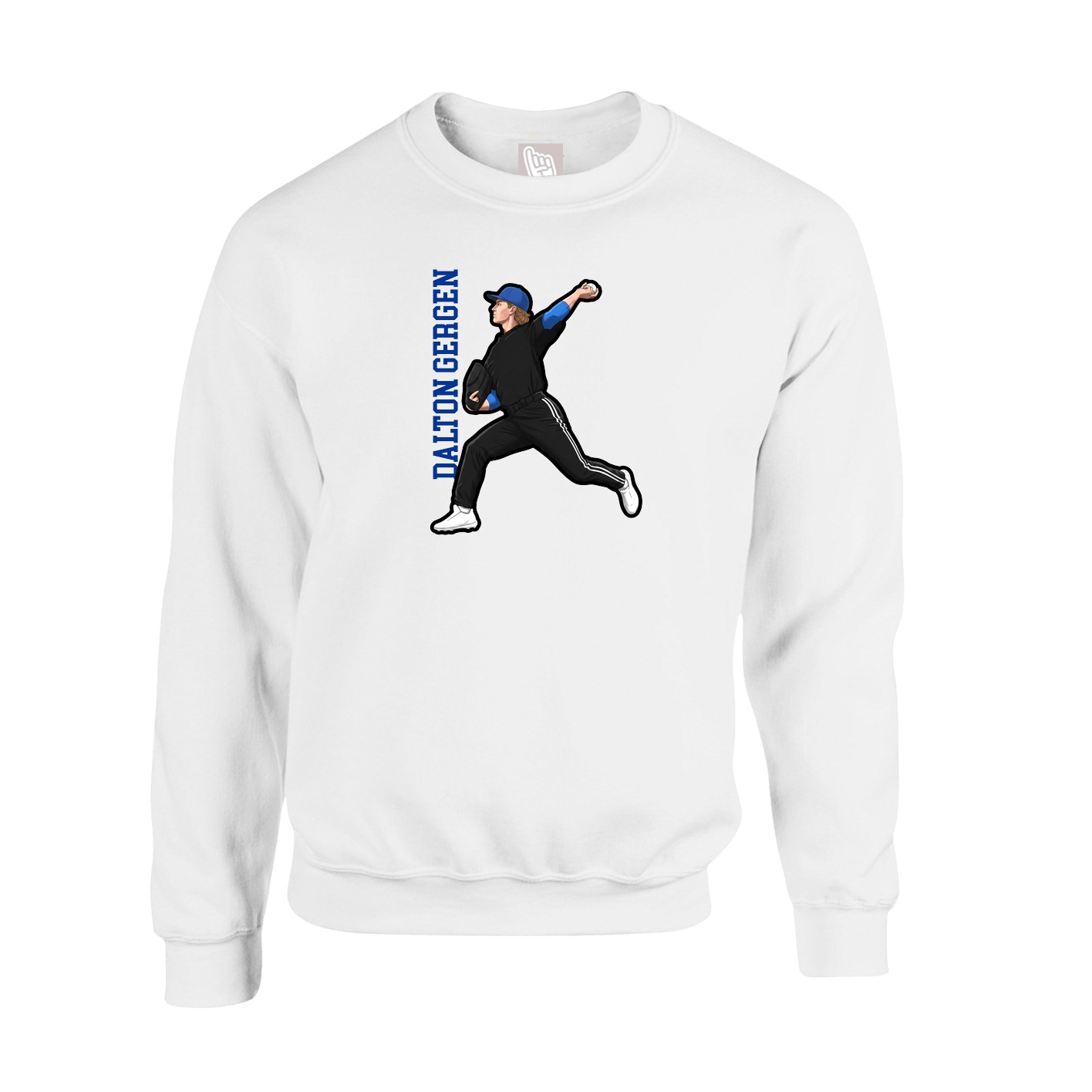 Fleece Crew — Name Vertical in White