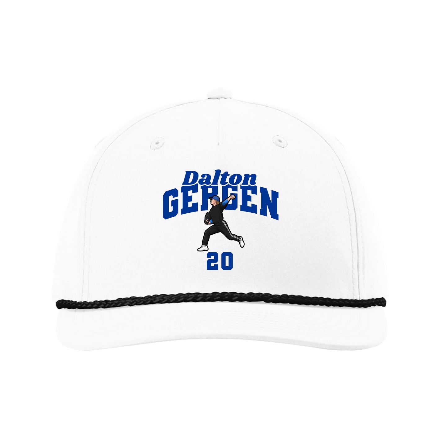 Five-Panel Classic Rope Cap — Signature Arch in White