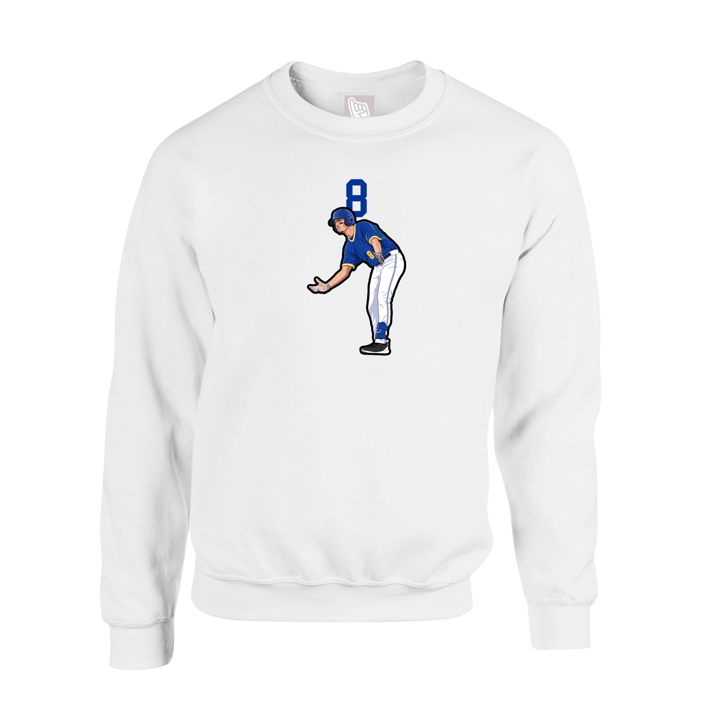 Fleece Crew — Number Top in White