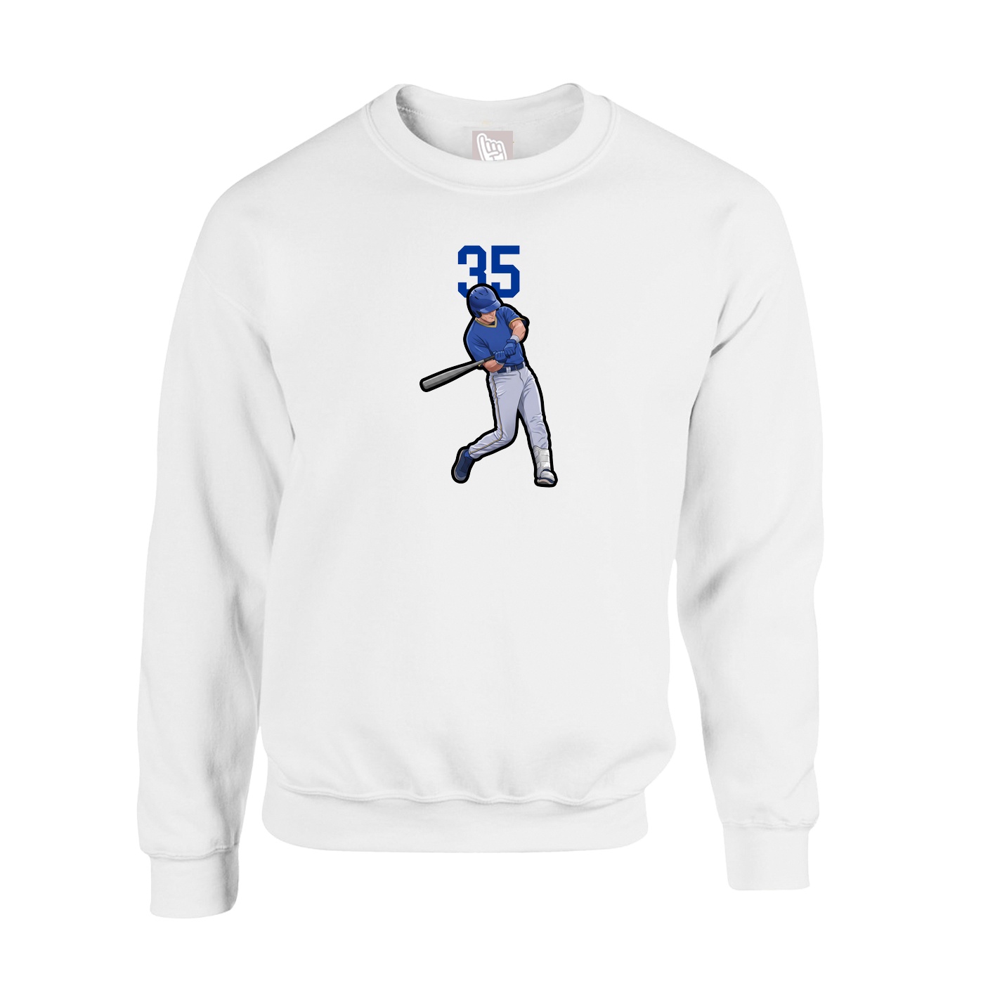Fleece Crew — Number Top in White