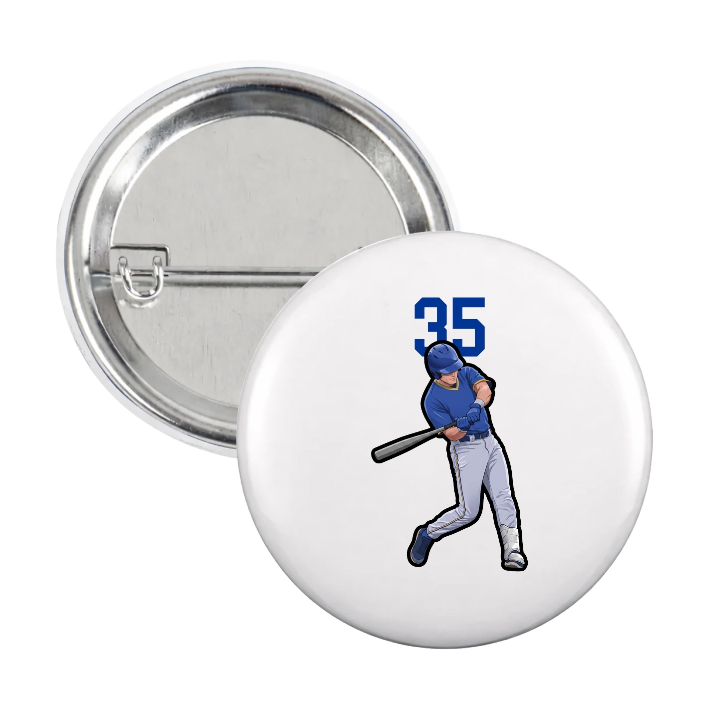 Game Day Button — Number Top in White