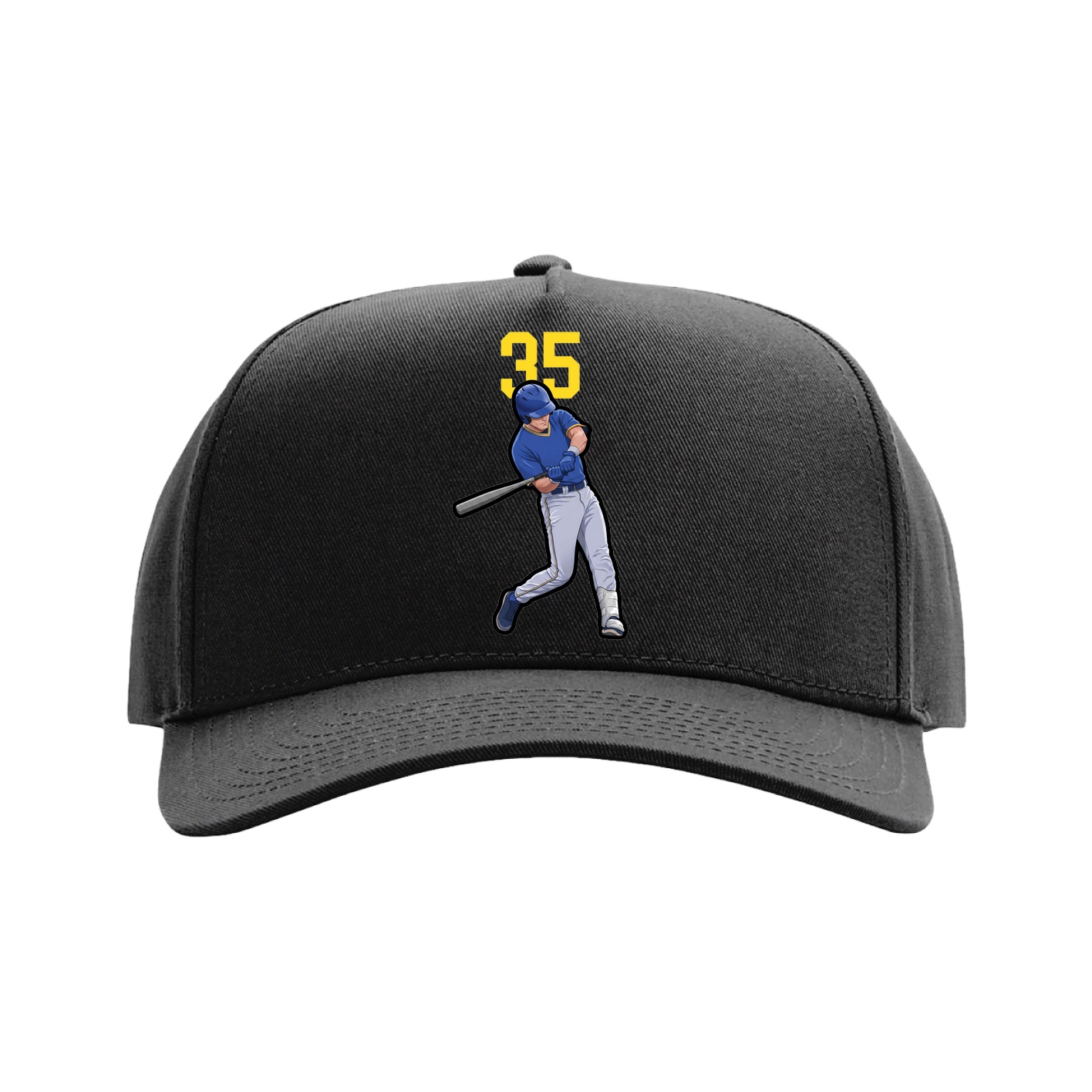 Full Fabric Five-Panel Champ Cap — Number Top in Black