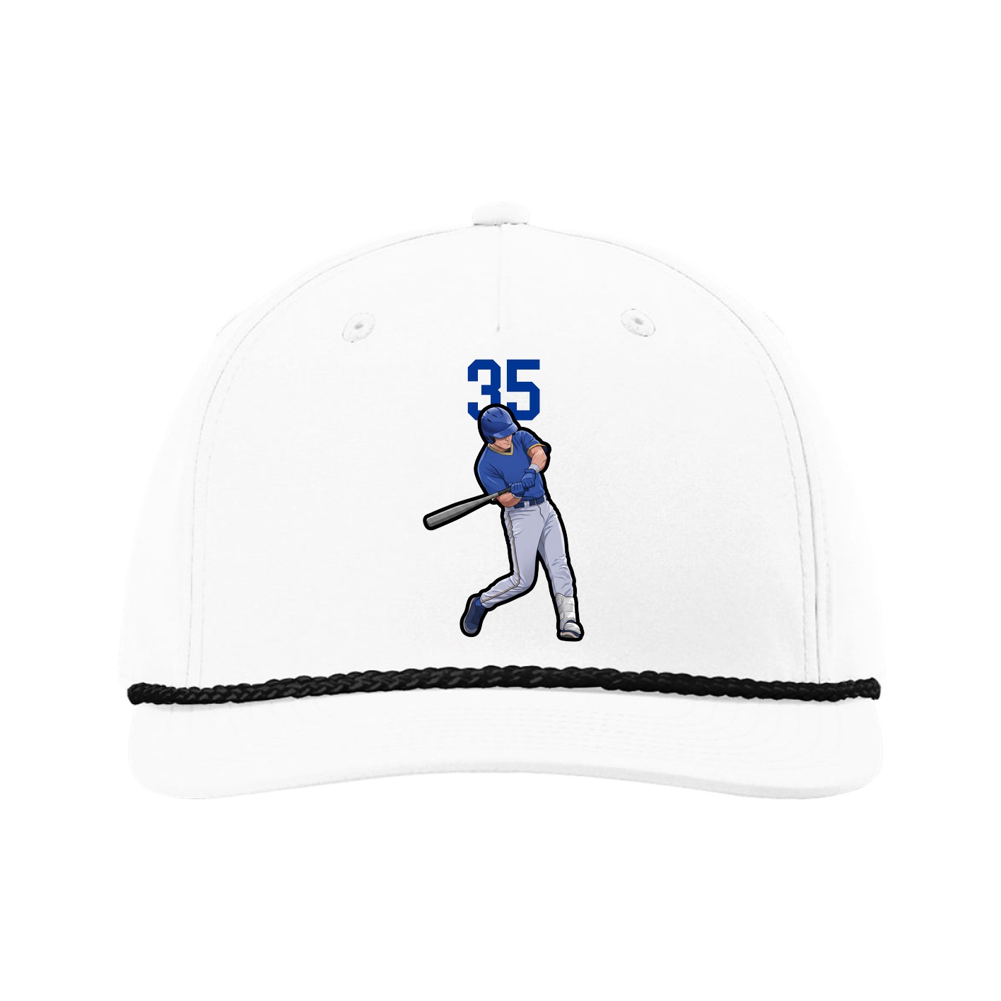 Five-Panel Classic Rope Cap — Number Top in White