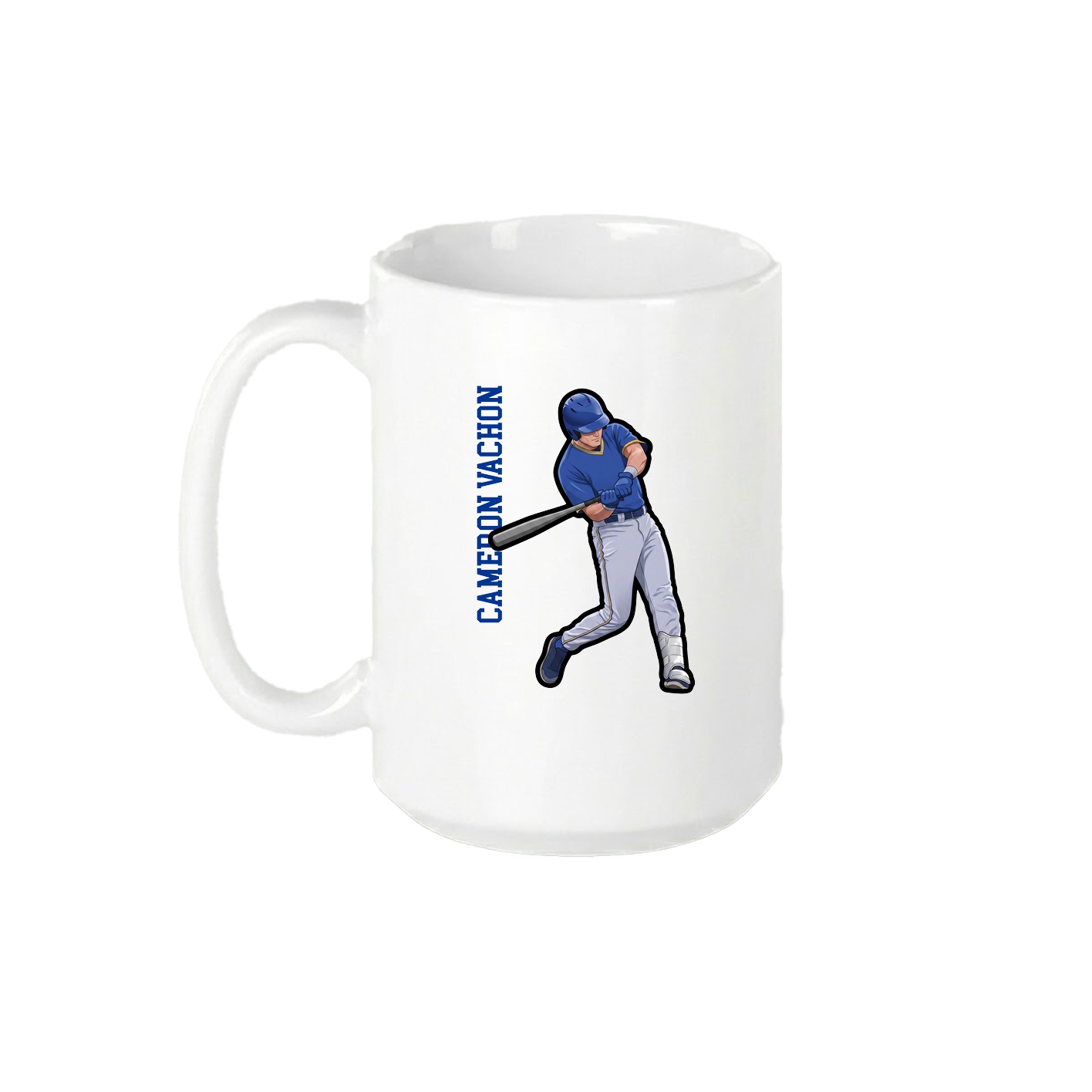 15oz Coffee Mug — Name Vertical in White