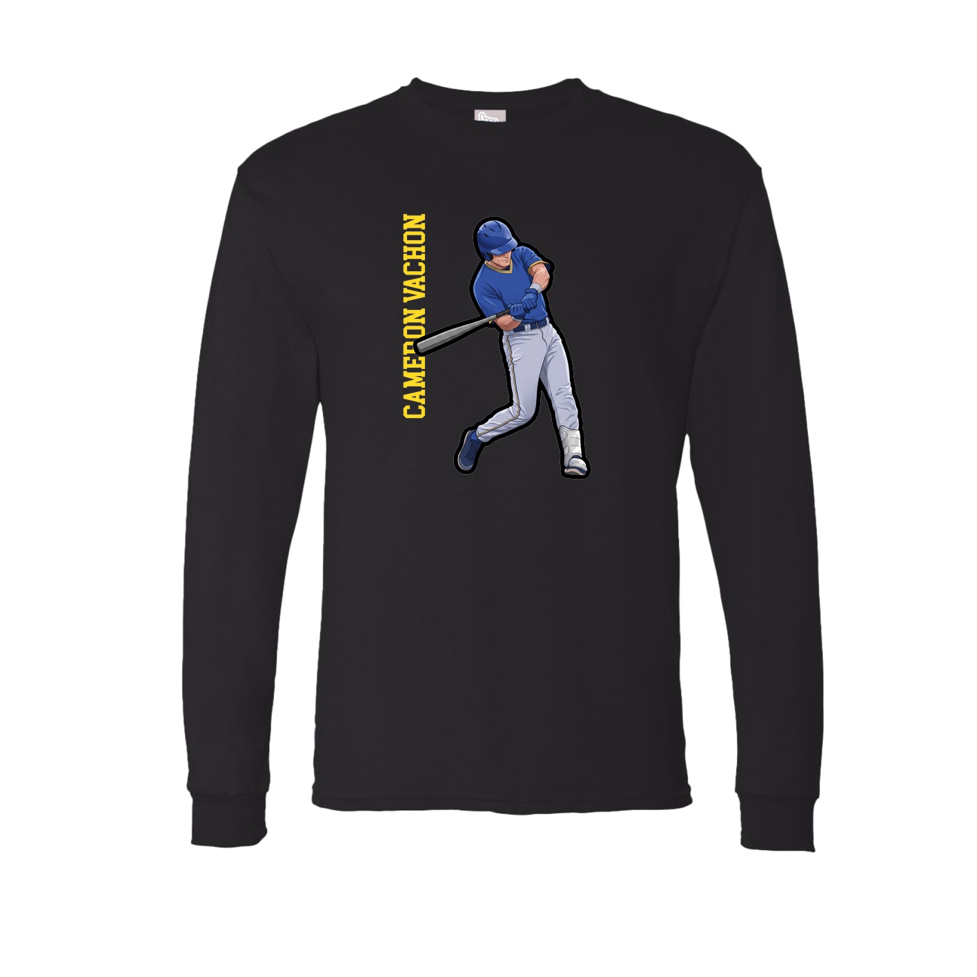 Long Sleeve Tee — Name Vertical in Black