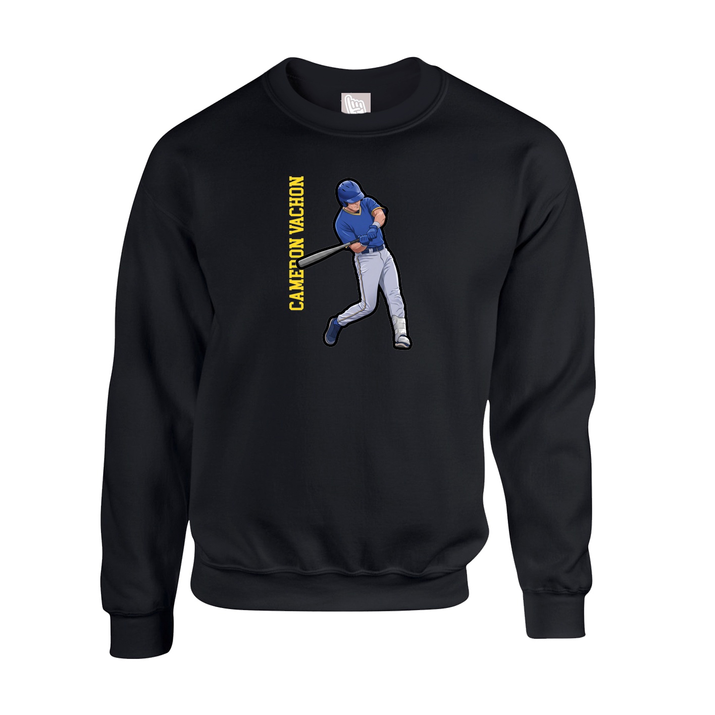 Fleece Crew — Name Vertical in Black