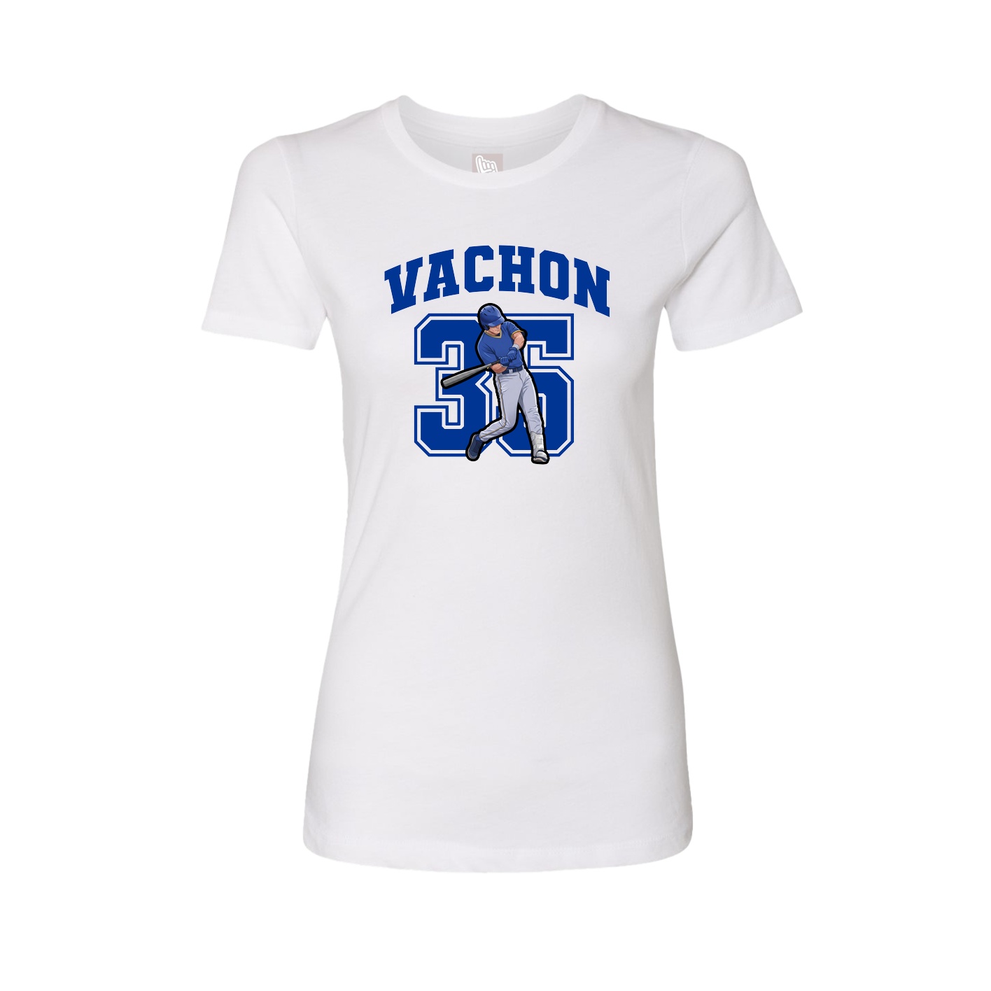 Fitted Women's Tee — Number in White