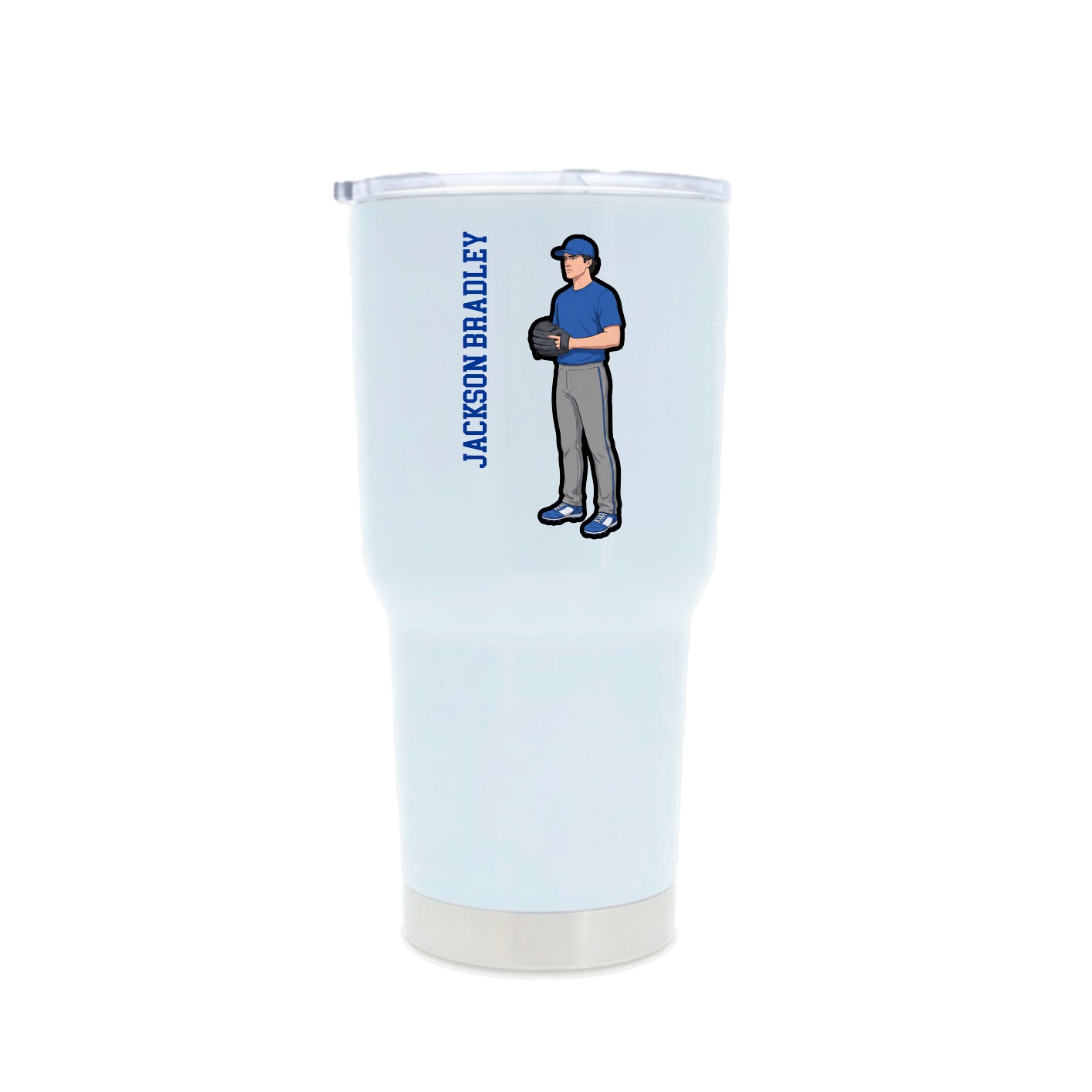 30oz Stainless Steel Tumbler — Name Vertical in White