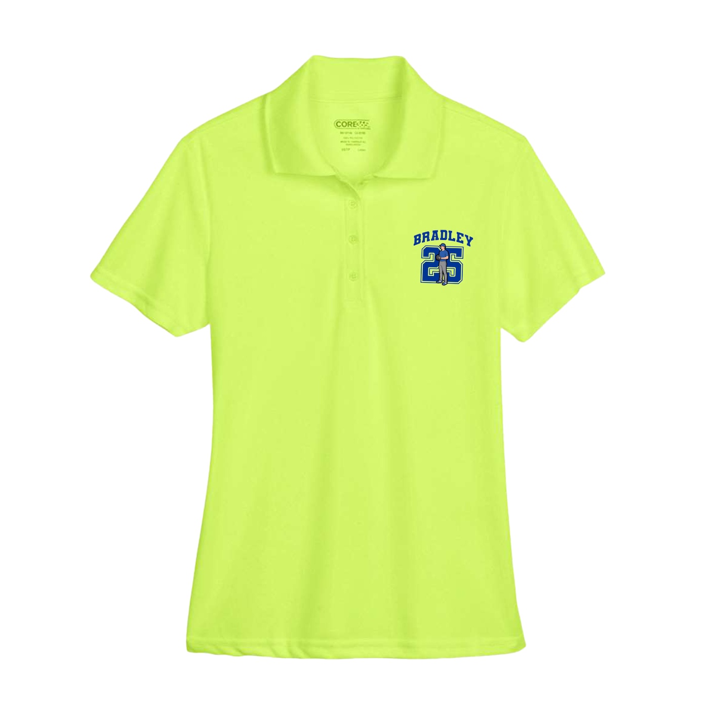 Womens Performance Polo — Number in Yellow