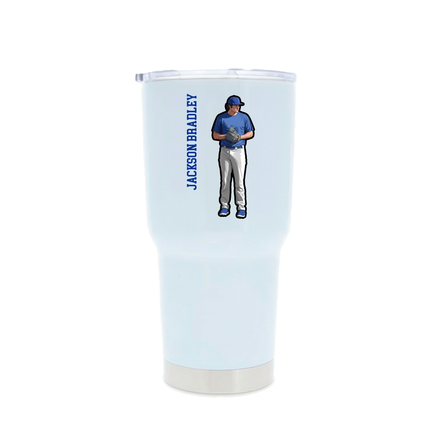 30oz Stainless Steel Tumbler — Name Vertical in White