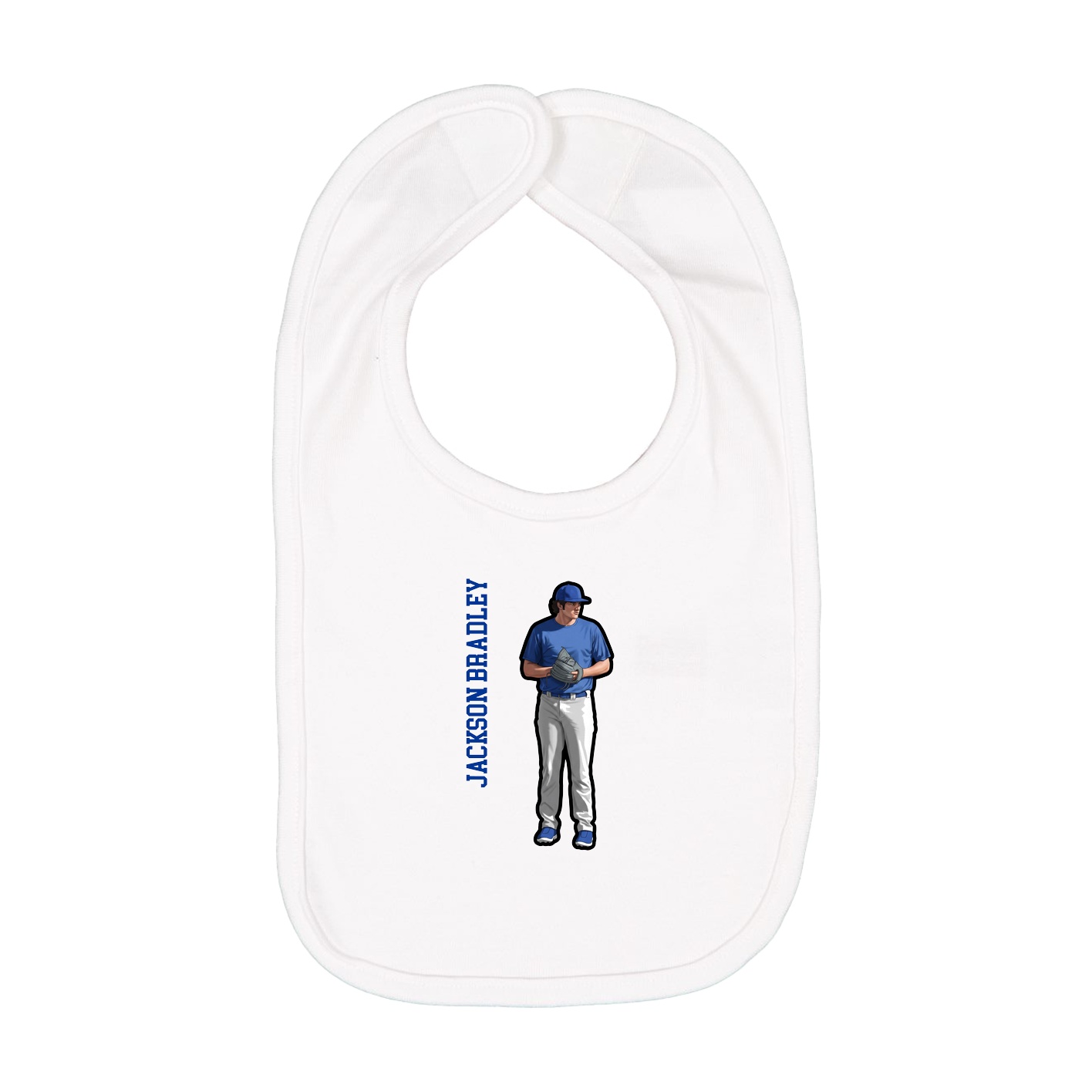 Infant Bib — Name Vertical in White