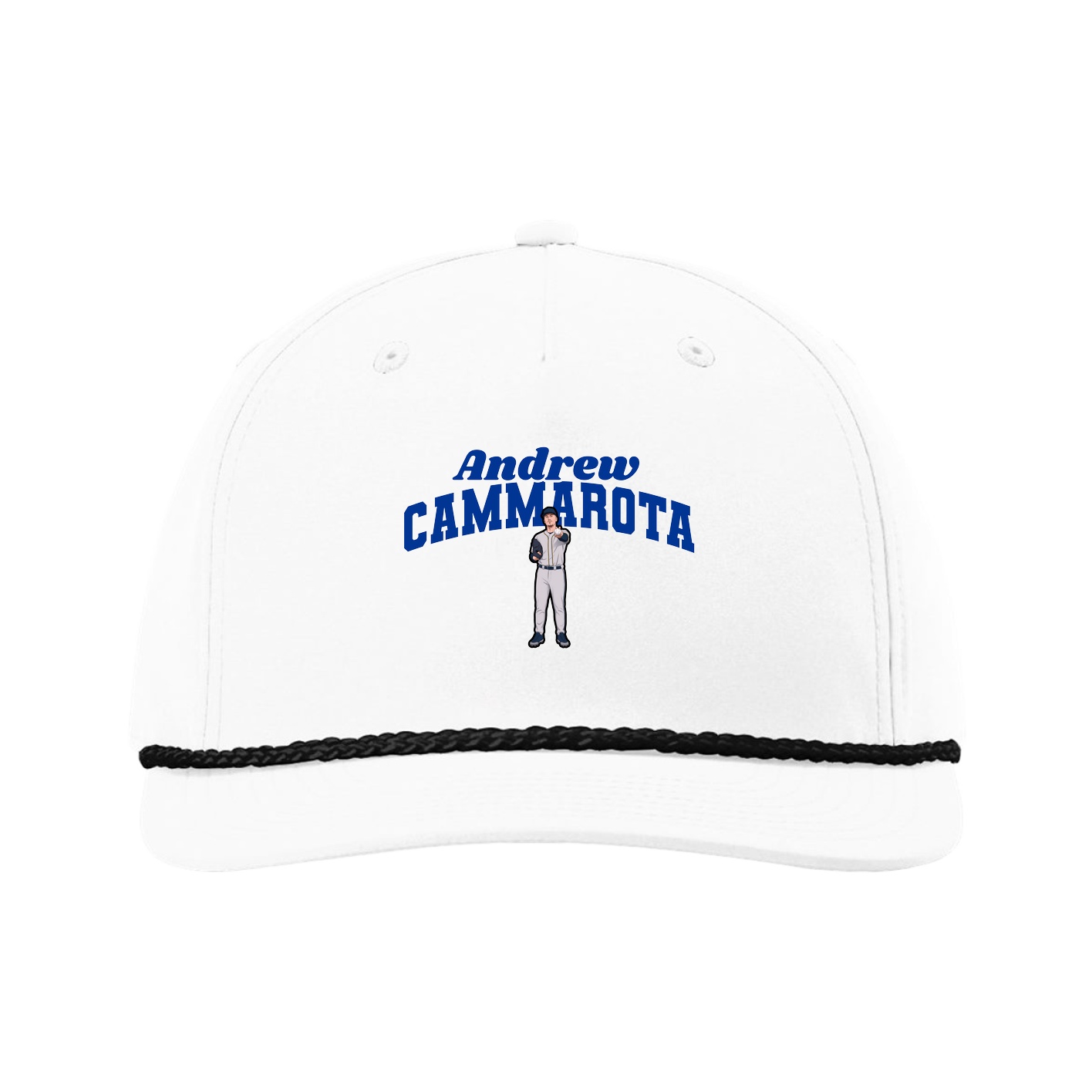 Five-Panel Classic Rope Cap — Signature Arch in White