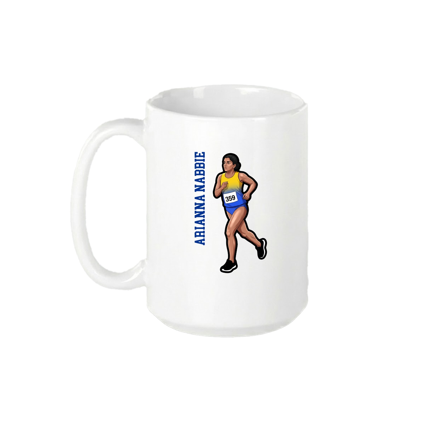 15oz Coffee Mug — Name Vertical in White