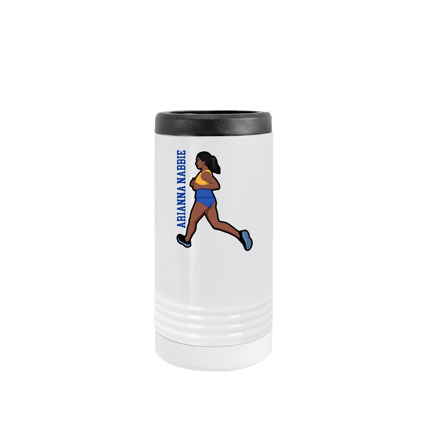 Slim Beverage Holder — Name Vertical in White