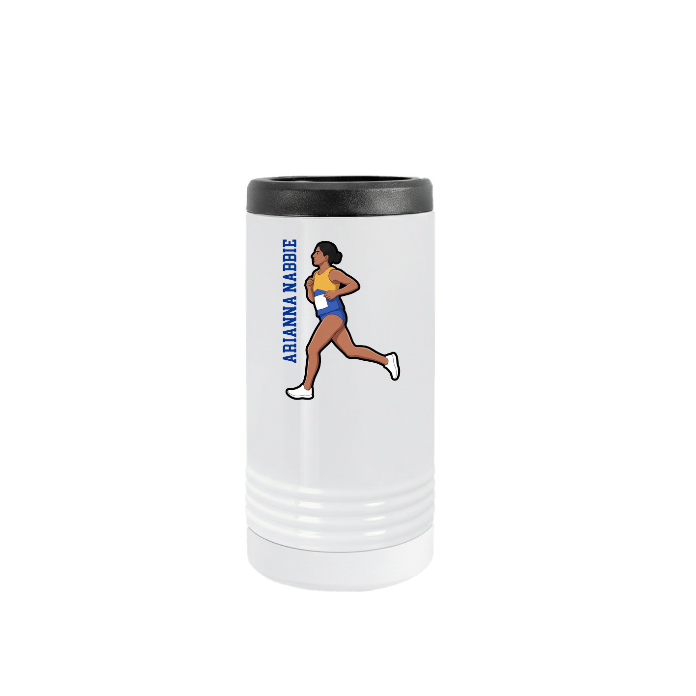 Slim Beverage Holder — Name Vertical in White
