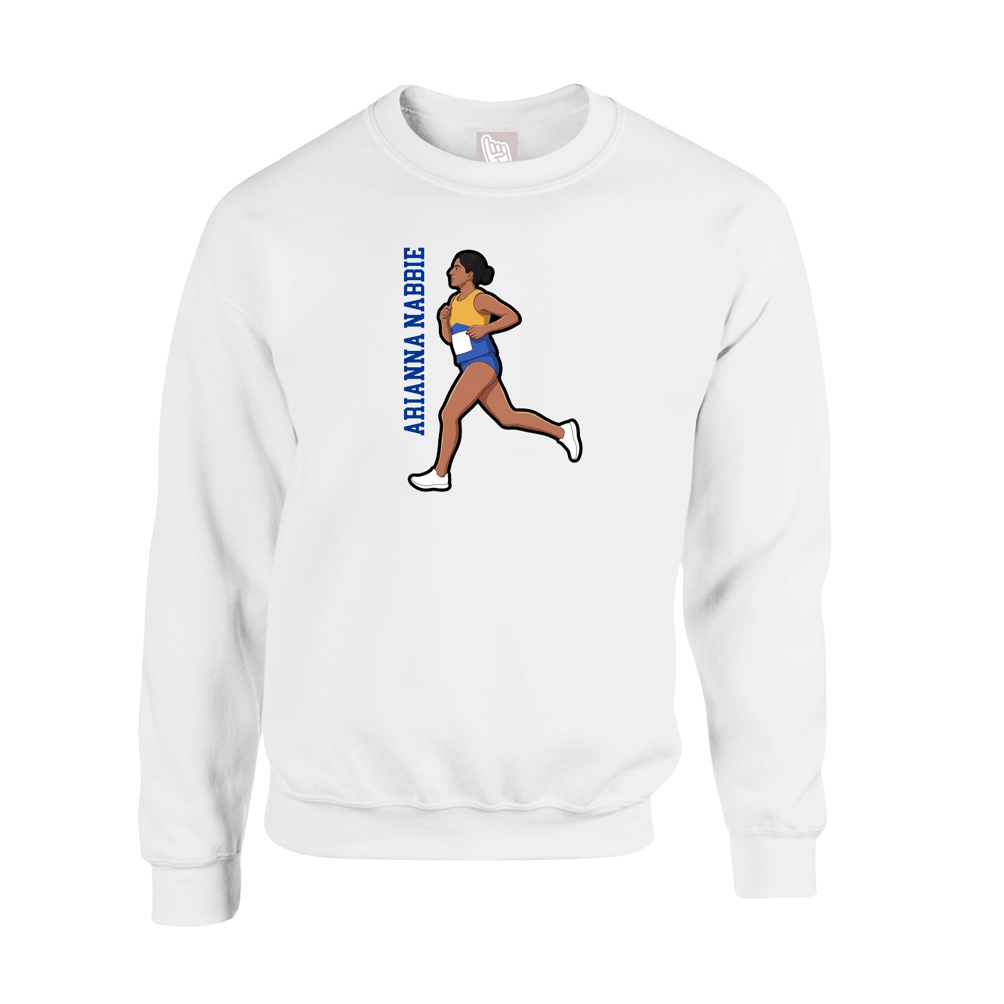 Fleece Crew — Name Vertical in White