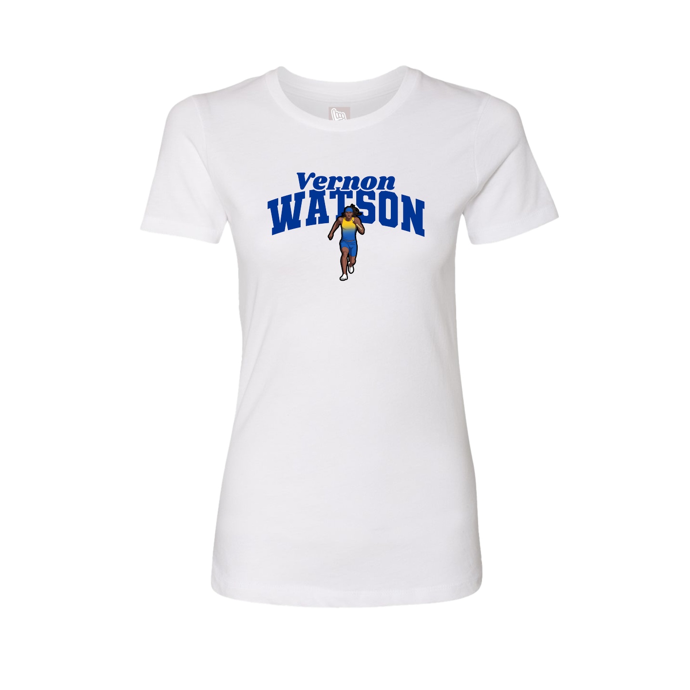 Fitted Women's Tee — Signature Arch in White