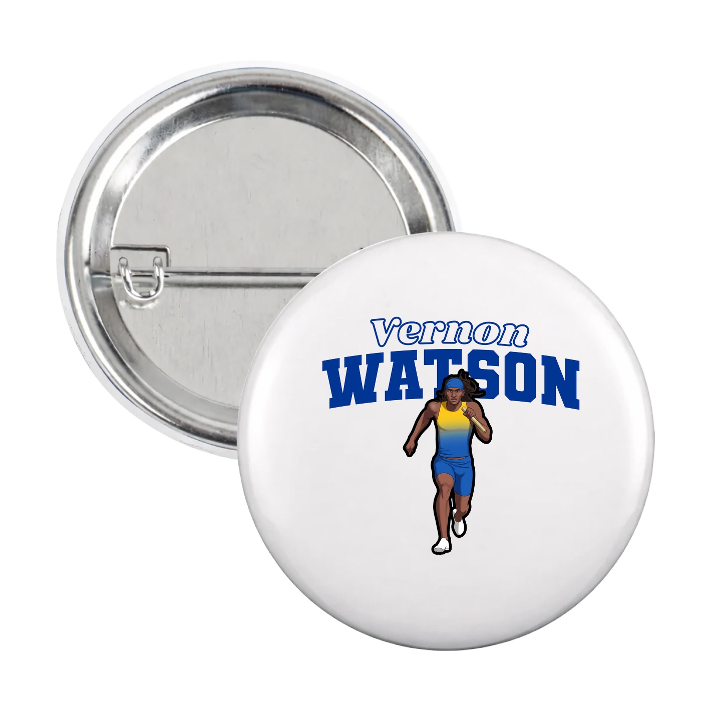 Game Day Button — Name Arch in White