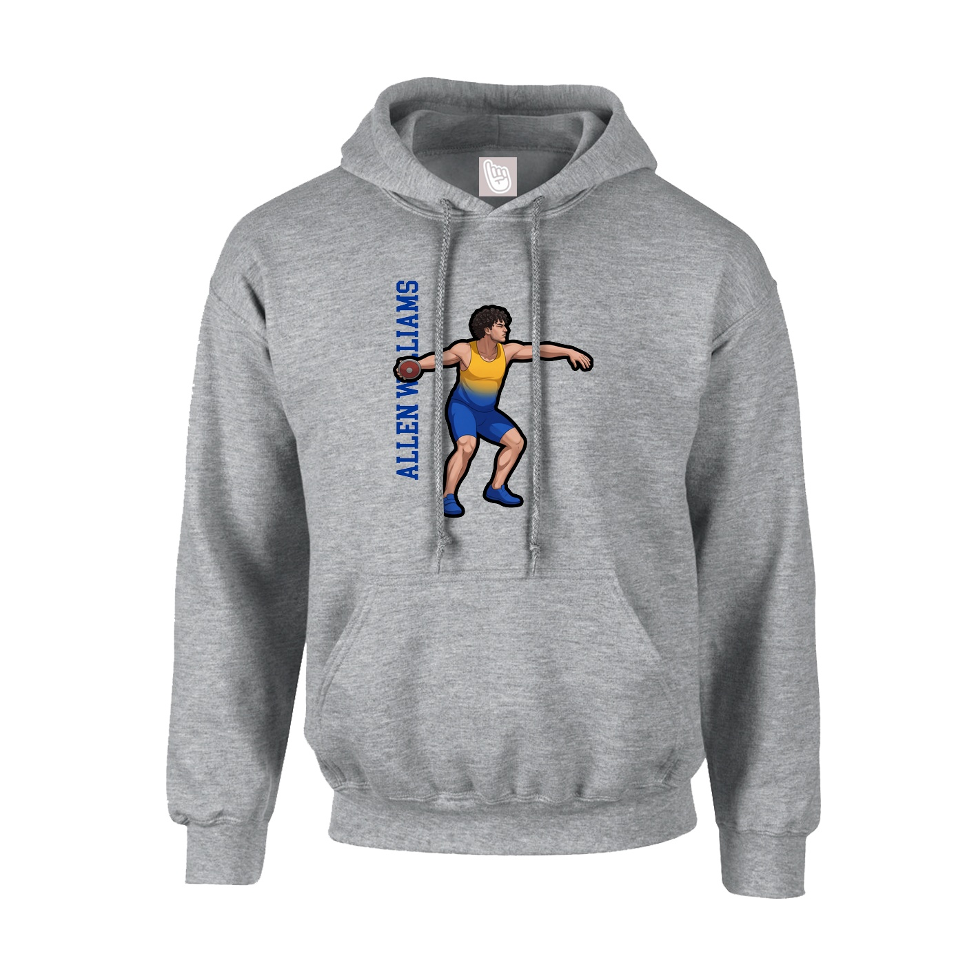 Youth Hoodie — Name Vertical in Grey