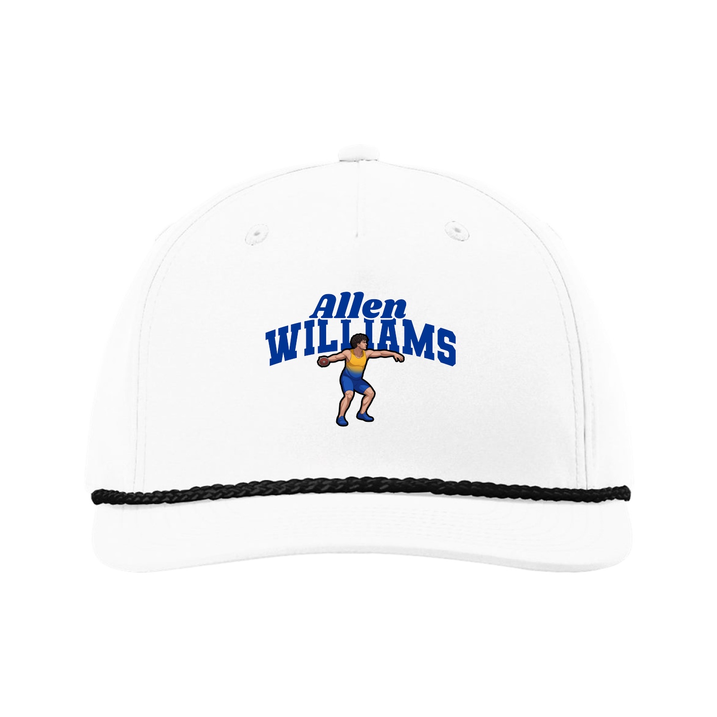 Five-Panel Classic Rope Cap — Signature Arch in White
